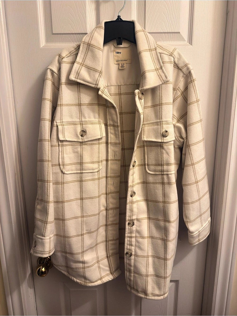 Tilley Plaid Utility Jacket in Cream Size XL Like New